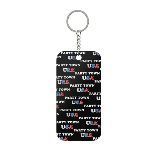 Party Town USA Keychain Charm — Double-Sided Patriotic Keyring