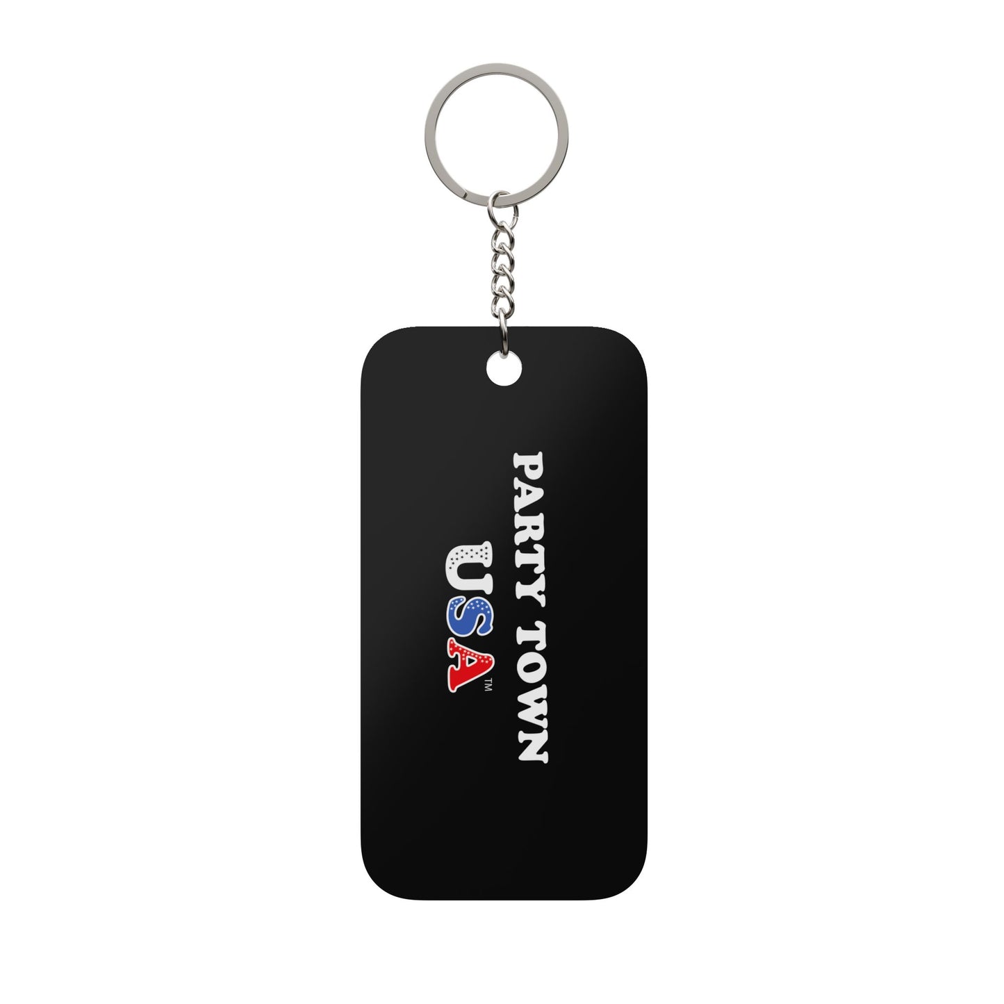 Party Town USA Keychain Charm — Double-Sided Patriotic Keyring
