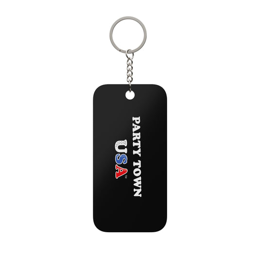 Party Town USA Keychain Charm — Double-Sided Patriotic Keyring